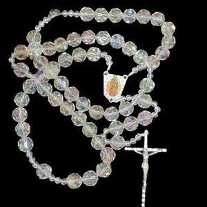 Large Wall Rosary VIRGEN DE GUADALUPE crystal shiny Catholic rosary wall Decor